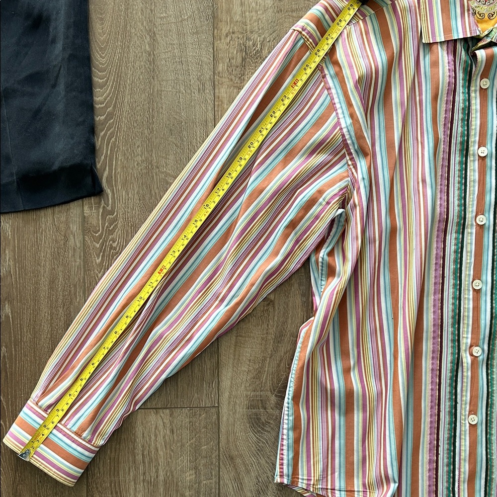 Like new - ROBERT GRAHAM Colorful Striped & Floral Patterned Button Down Shirt - Picture 9 of 9